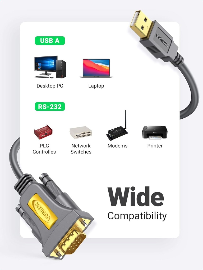 UGREEN USB to DB9 RS-232 Adapter Cable (3M)