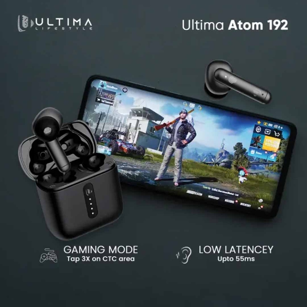 Ultima Atom 192 Bluetooth Truly Wireless Earbuds With Mic, 42H Playtime, Beast Mode For Gaming, Asap Charge, Ipx4