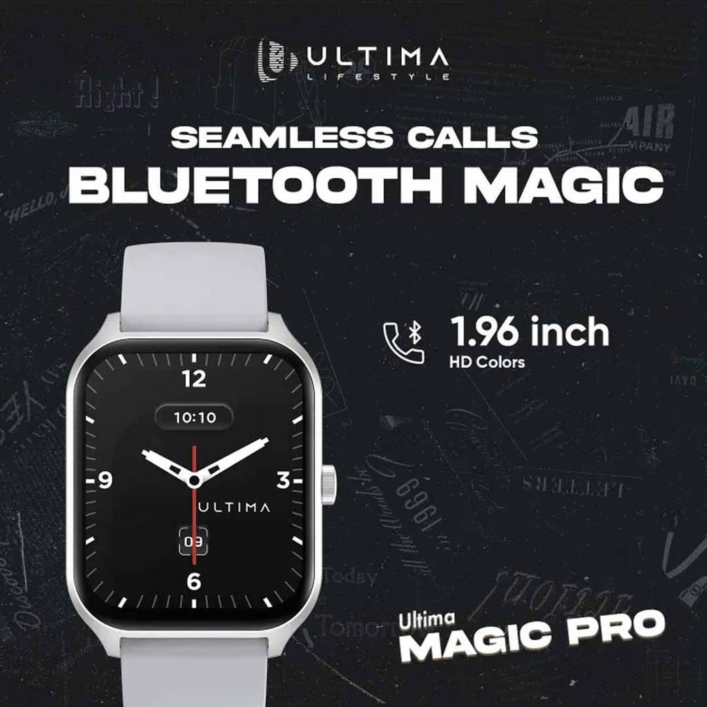 Ultima Watch Magic Pro| 1.96" HD Display| BT Calling Smartwatch| IP68 Waterproof| Zinc Alloy Metal Frame Smart Watch