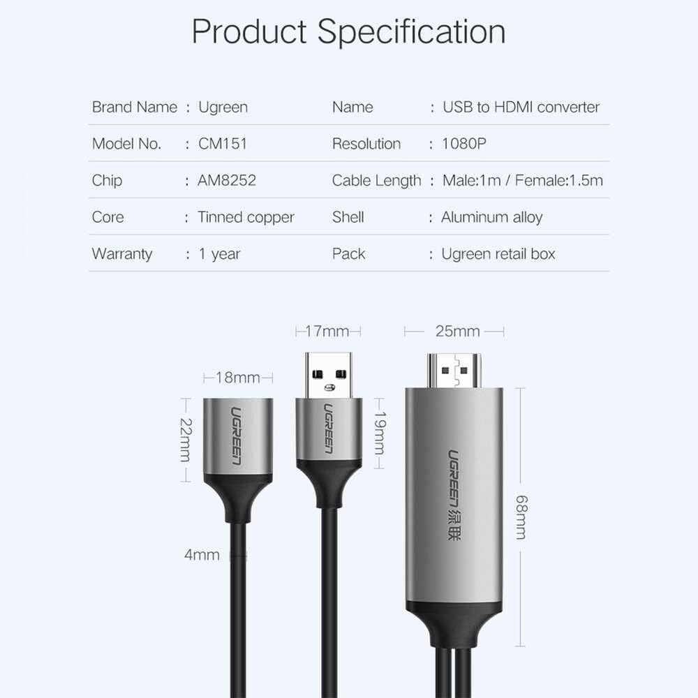 UGREEN USB to HDMI Digital AV Cable