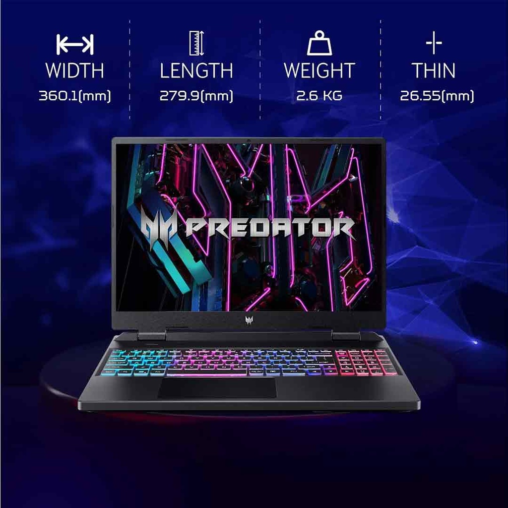 Acer Predator Helios Neo 16 (PHN16-71-75FC) I7-13700HX/16GB/1024GB SSD/8GB RTX 4060 DDR6/13th Gen/16" WQXGA IPS/165Hz/ Windows 11 Gaming Laptop