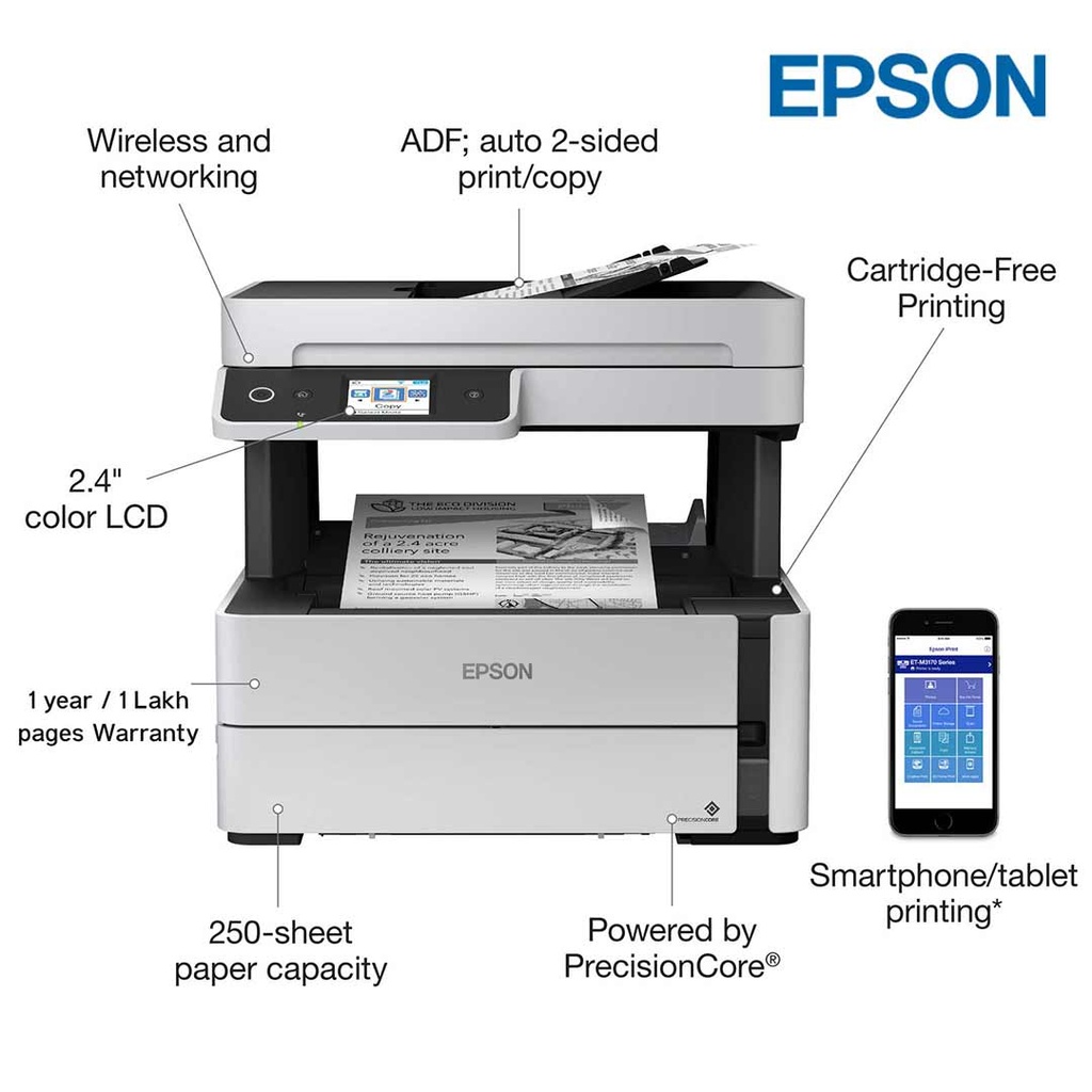 Epson EcoTank Monochrome M3180 All-in-One Duplex Wi-Fi Ink Tank Printer